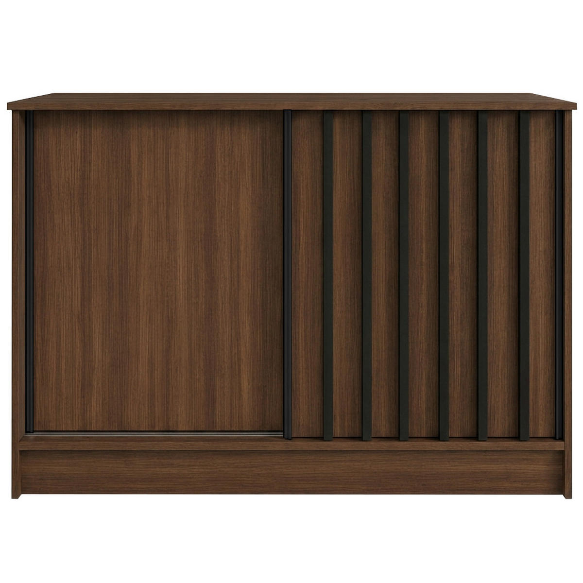 KOMMODE Horizon mit 2 Schiebetüren, 100 cm,Walnuss+Schwarz - Walnussfarben/Schwarz, Holzwerkstoff (101/85/43.5cm) - Beautysofa