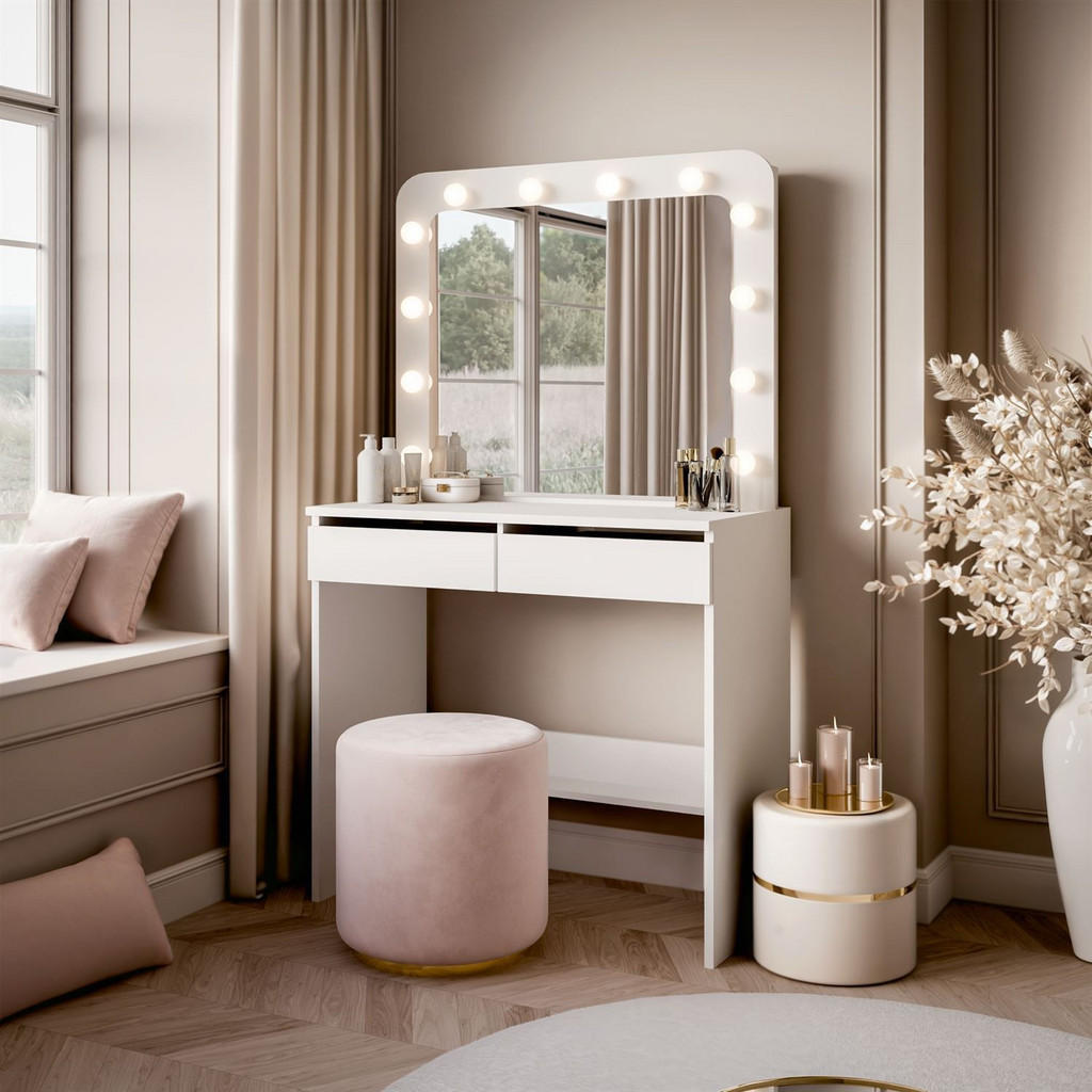 Thumbnail - Lookway Schminktisch, Weiß, Holzwerkstoff, 80x139x40 cm, Schlafzimmer, Schminktische