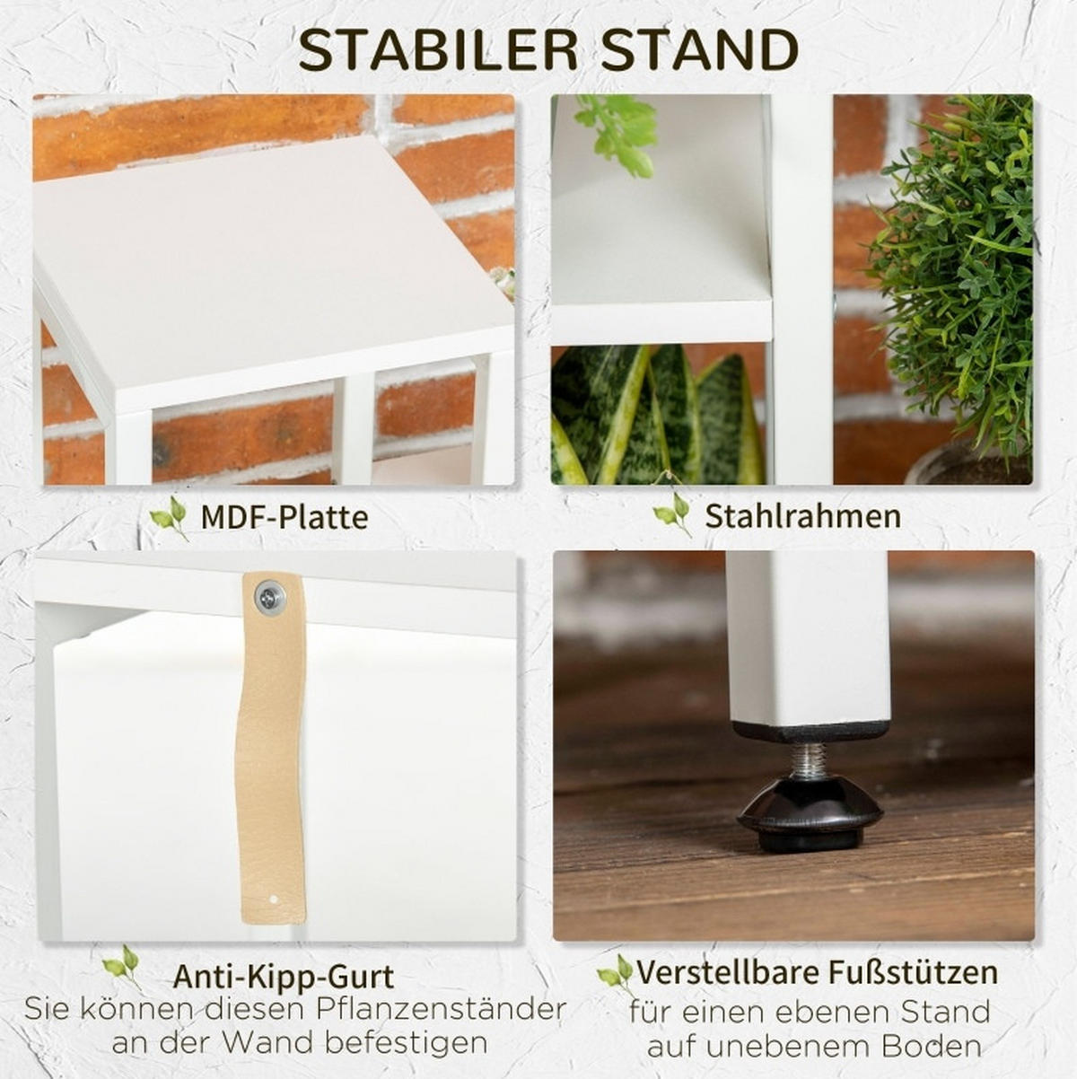 BLUMENTREPPE aus Stahl 65x23x94,5 cm in Weiß mit 7 Ebenen - Weiß, Metall (23/94.5/65cm) - Modfu