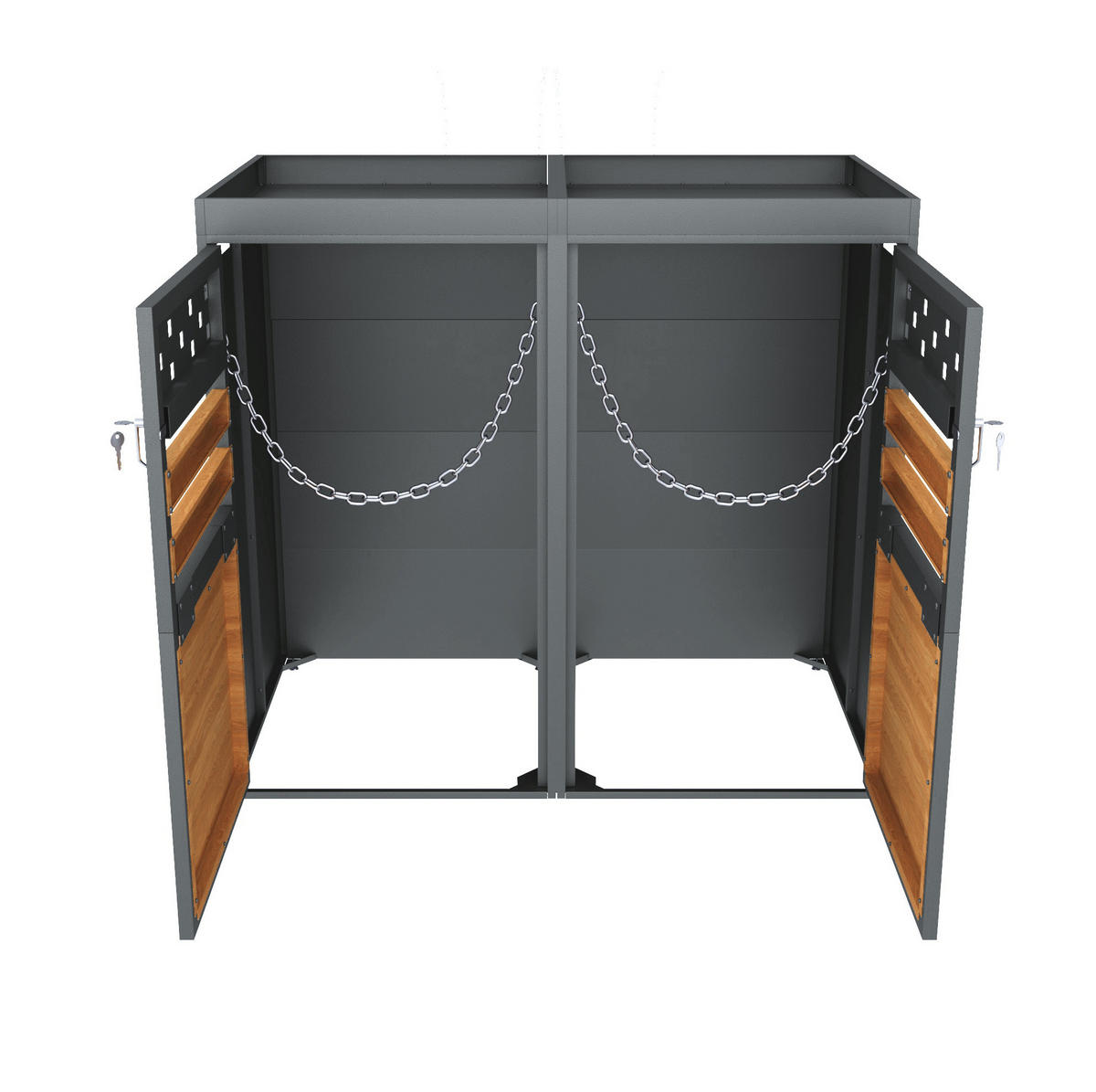 MÜLLTONNENBOX aus Metall in Anthrazit Natur mit Pflanzendach - Grau, Metall (132/125/80cm) - Modfu