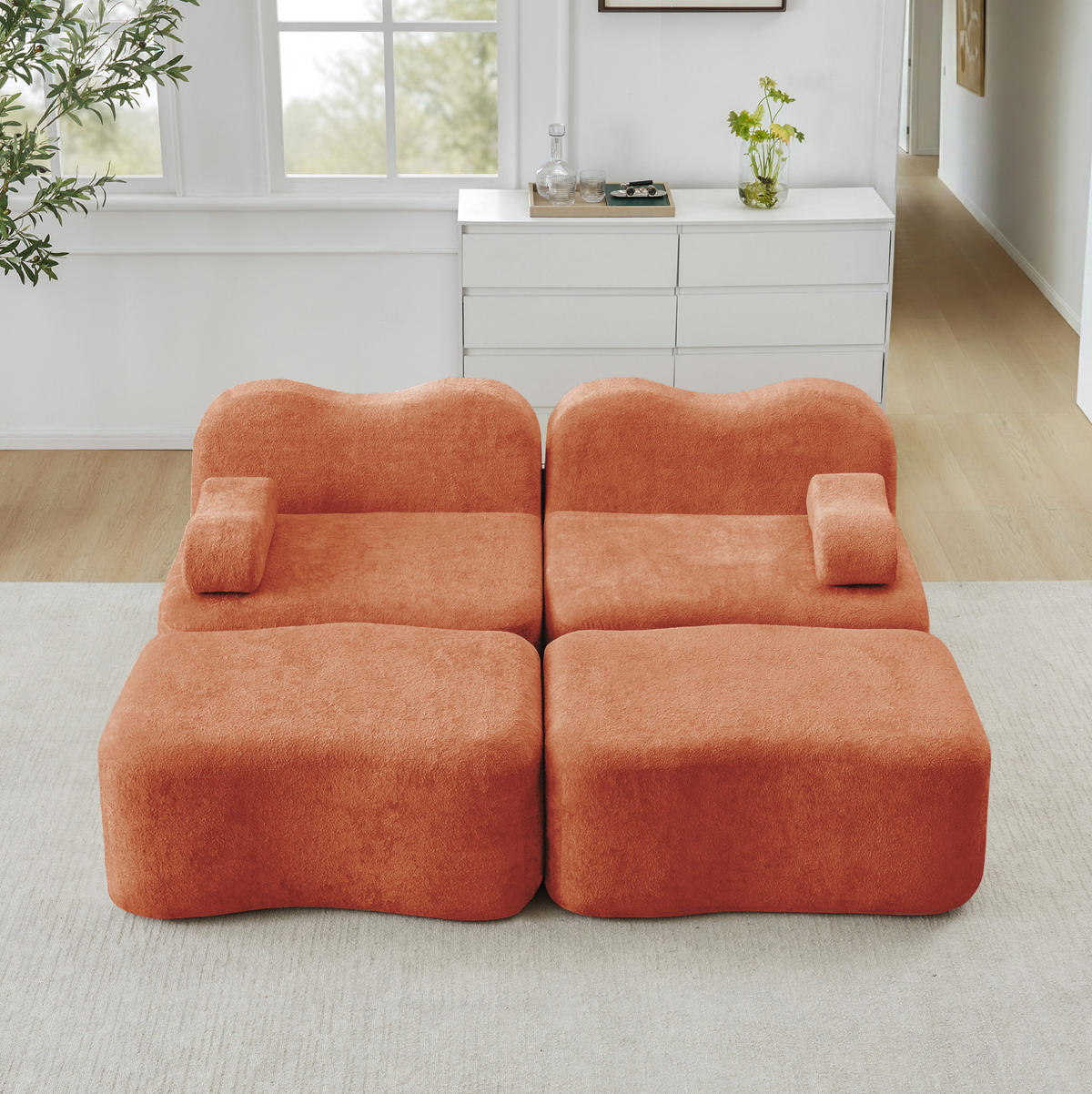 SOFA od baršuna u narančastoj boji - narančasta, tekstil (167/70/192cm) - Flora Grace