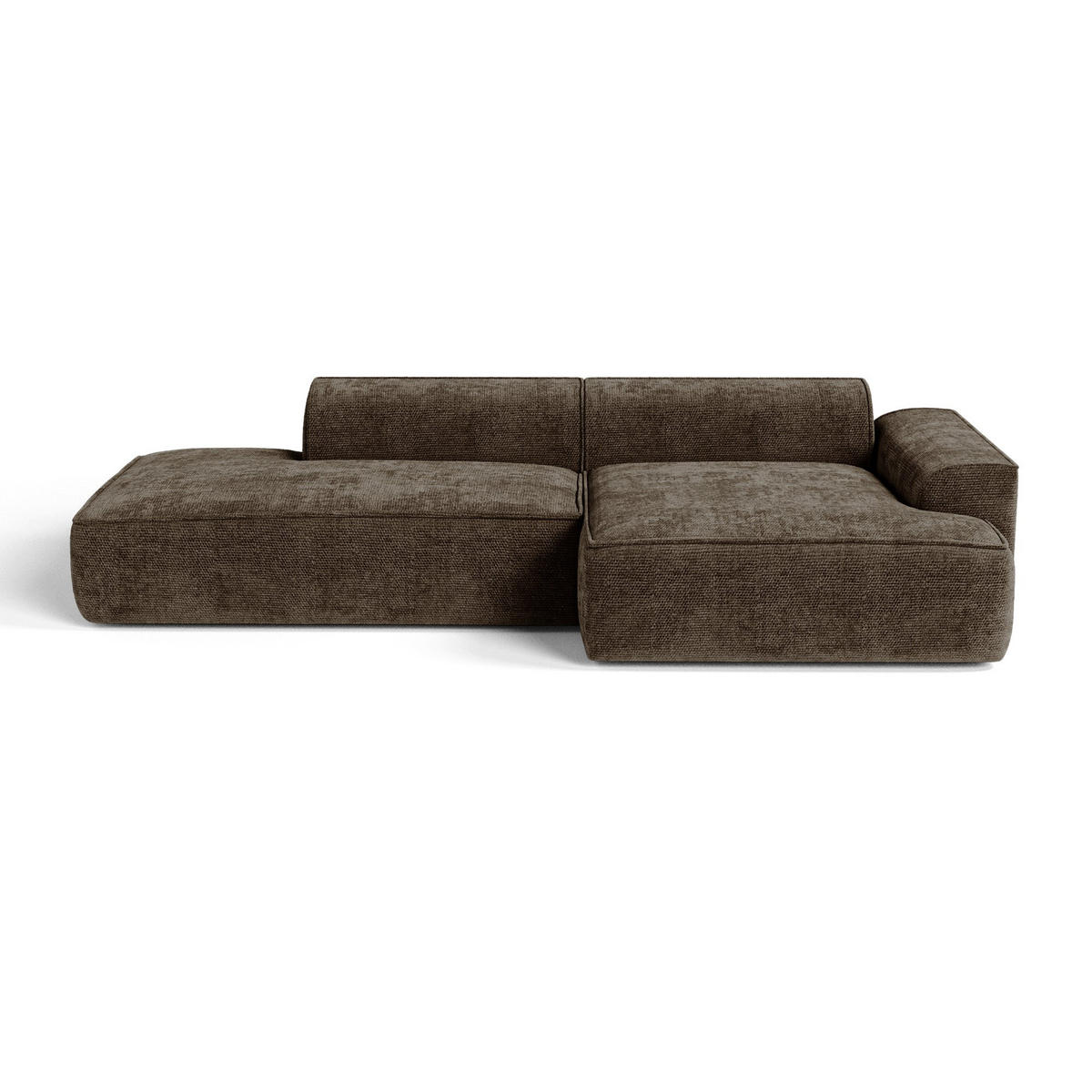 ECKSOFA rechtwinklig HANA Strickvelours Espressobraun 260cm - Dunkelbraun/Braun, Textil (260/155cm) - Premium Interiors