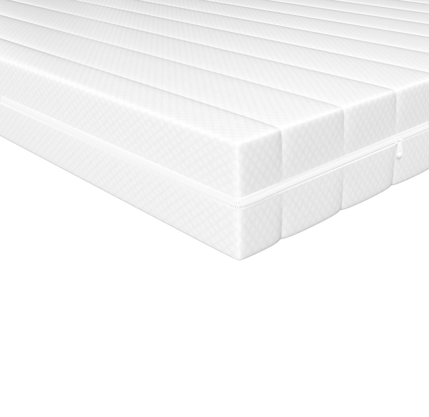 KALTSCHAUMMATRATZE H2 200 x 200 - Weiß, Textil (200/200cm) - Schlaftroll