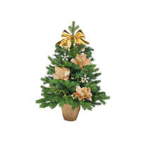 LAALU WEIHNACHTSBAUM geschmückt künstlich VELVET KISS 60 cm mit LED-BELEUCHTUNG IM TOPF - Champagner/Braun, Kunststoff (60cm) - LAALU