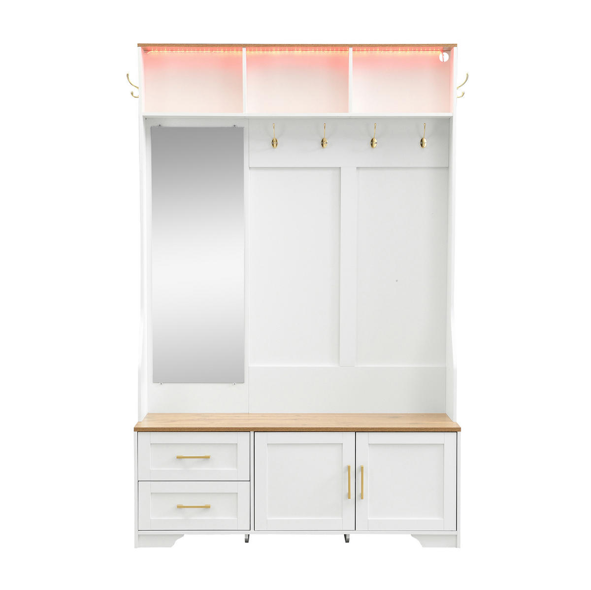 GARDEROBE 120/187/40 cm Weiß/Holzfarben aus MDF mit LED-Beleuchtung - Weiß, Holzwerkstoff (40/187/120cm) - OKMYHOME