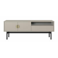 TV-SCHRANK Stoon Grau-Beige mit Schublade 154 cm - Greige/Goldfarben, Holzwerkstoff/Metall (154/57/38cm) - Selsey