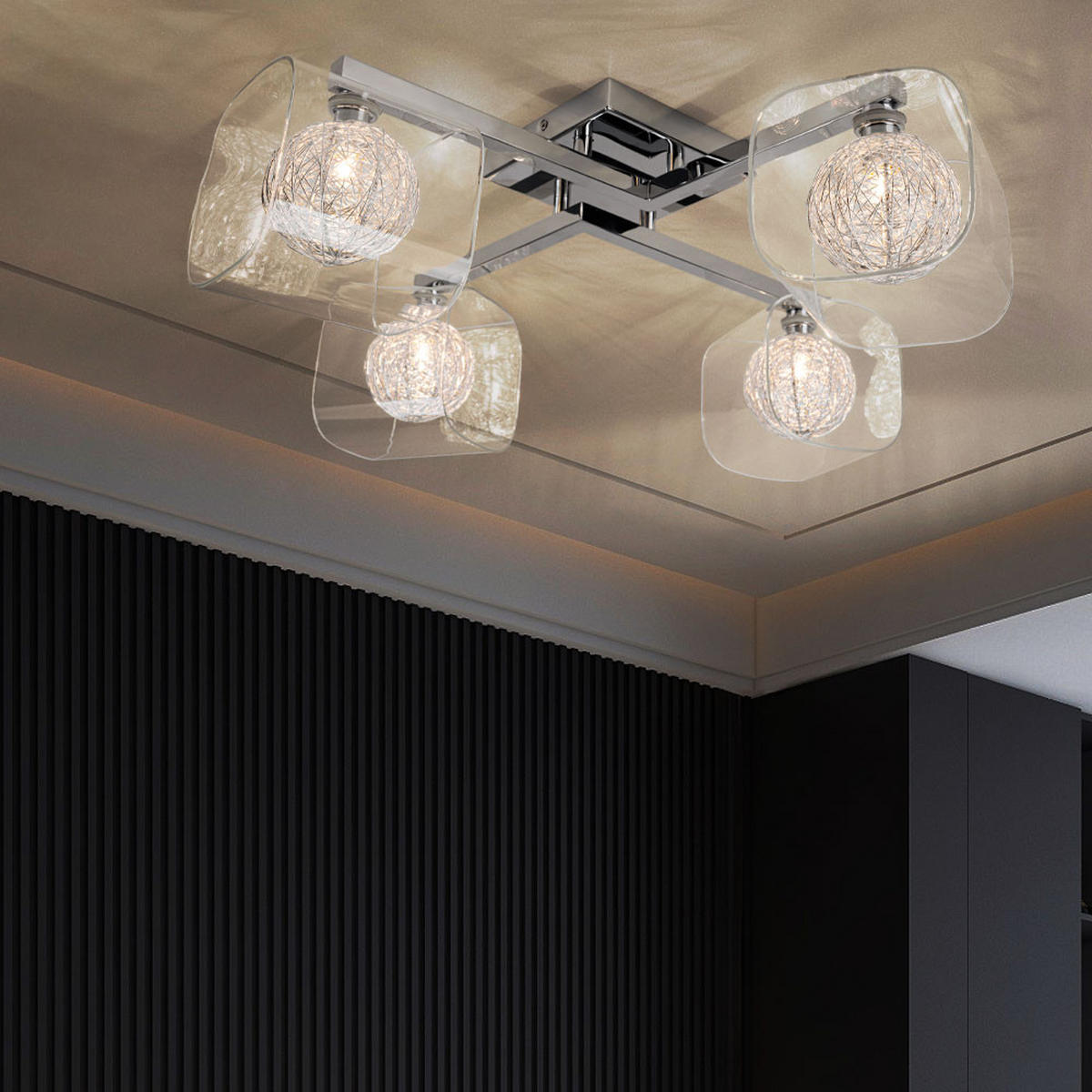 LED DECKENLEUCHTE Florentin Aluminium Silber - Silberfarben, Glas (58/58/18cm) - Brilliant