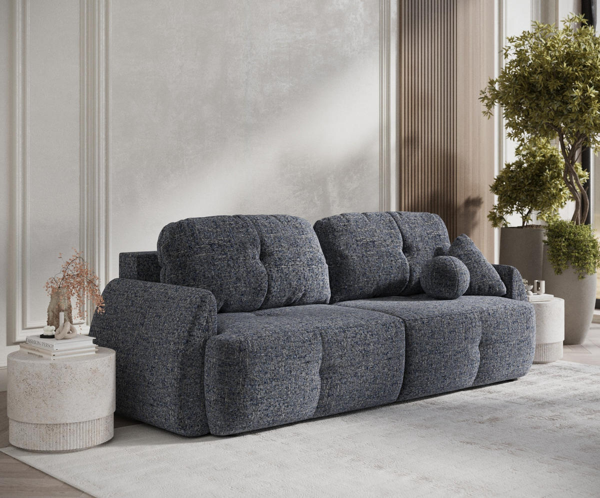 SCHLAFSOFA Loca Marineblau Webstoff - Schwarz/Dunkelblau, Holz/Holzwerkstoff (248/92/103cm) - Maison de Reve