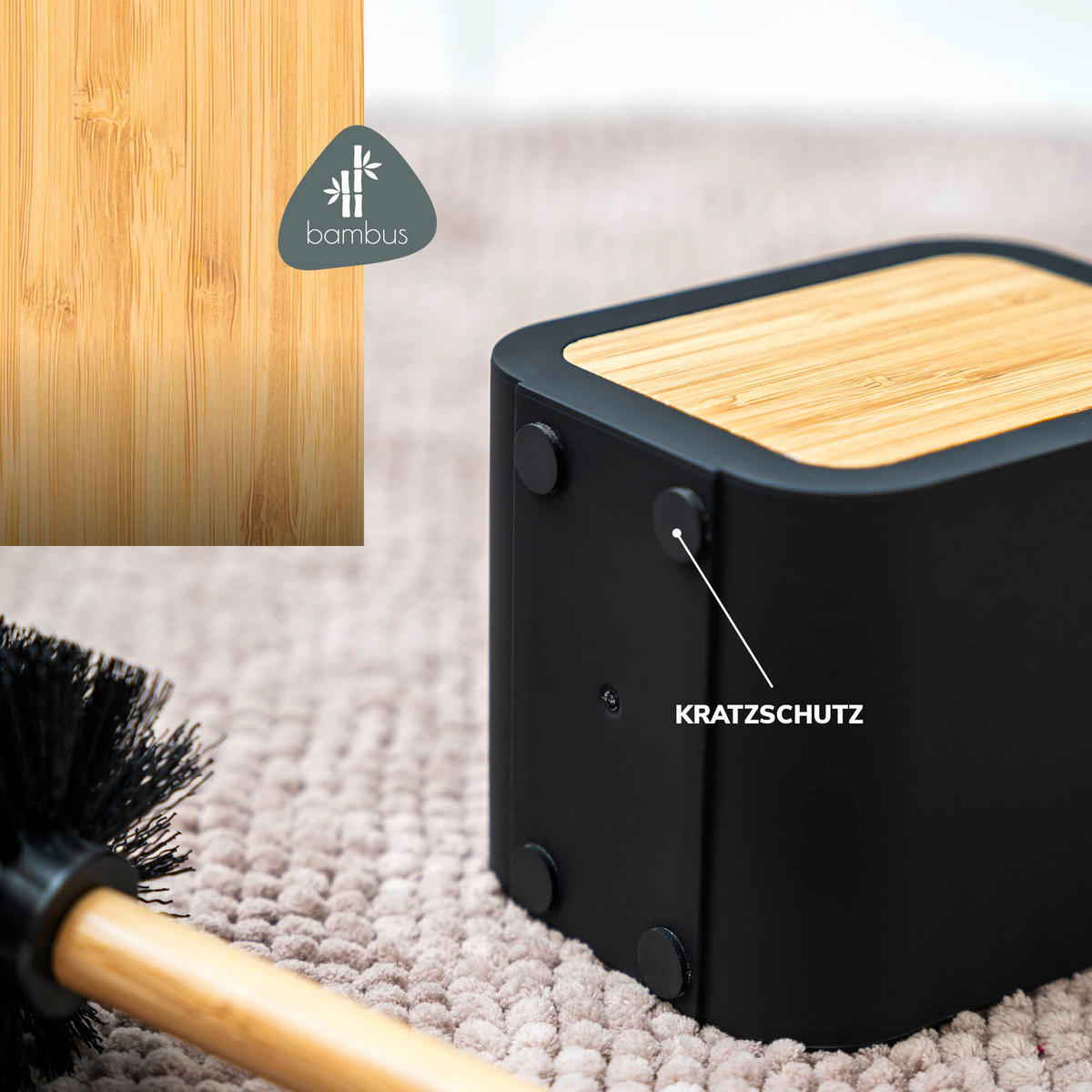 WC-GARNITUR, schwarz - Schwarz, Kunststoff (10/39/10cm) - eluno