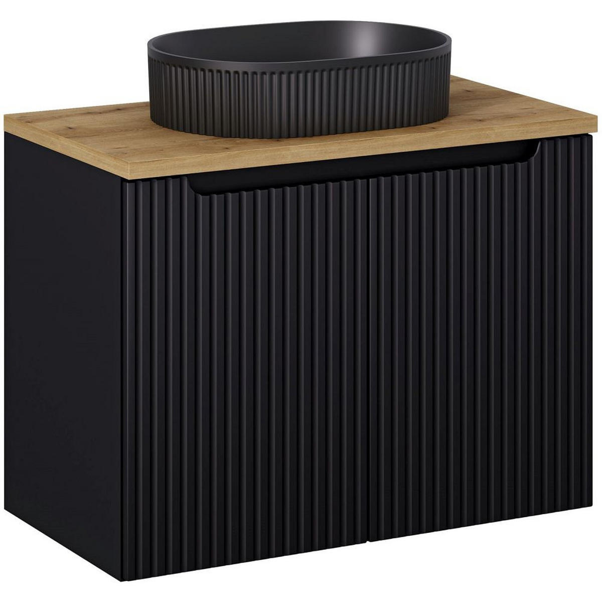 WASCHBECKENSCHRANK Newport-56 - Schwarz, Holzwerkstoff (80/60/40cm) - Lomado