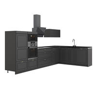 KUHINJA U OBLIKU SLOVA L Fame-Line, Seoska Antracit-Zlatna/Antracit, 347 x 207 cm, RP Antracit - antracit, drvni materijal (347/153.6/60cm) - Vicco