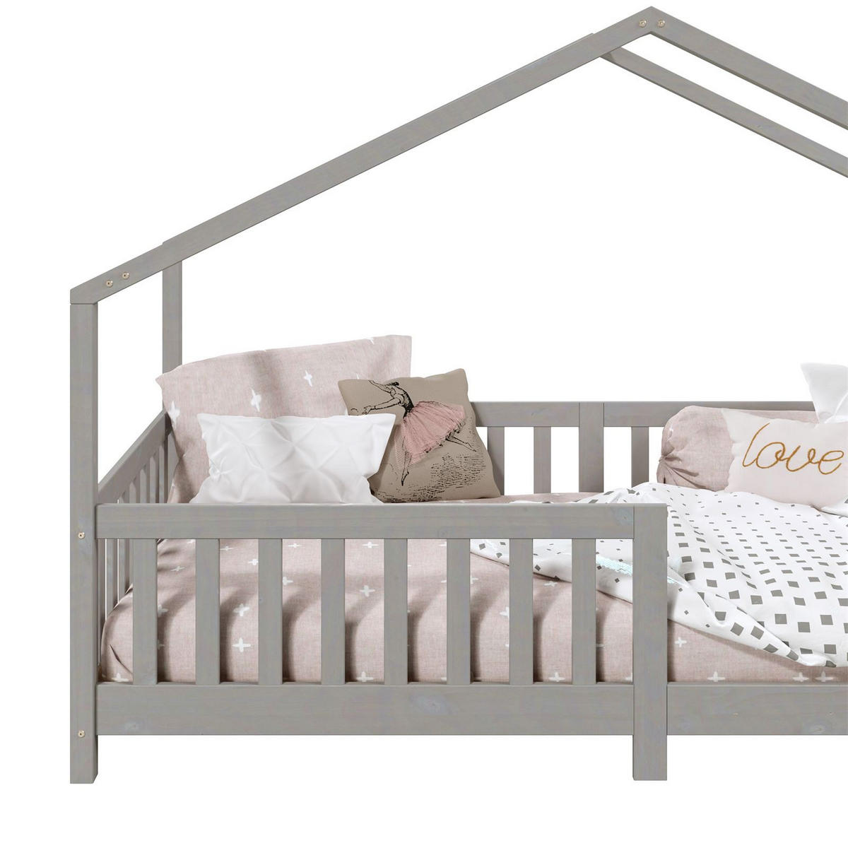 HAUSBETT LISAN 90X200 CM - Grau, Holz (96/138/206cm) - IDIMEX