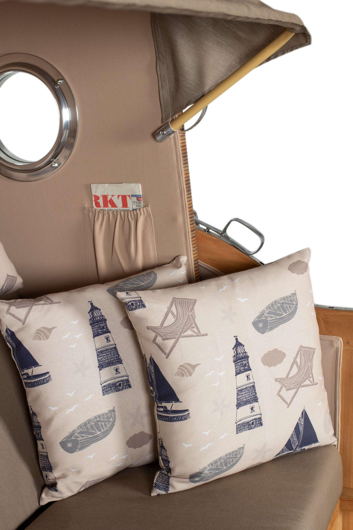 STRANDKORB XXL Düne Grande Teak Banana - Braun, Metall (142/170/95cm) - Mr. Deko