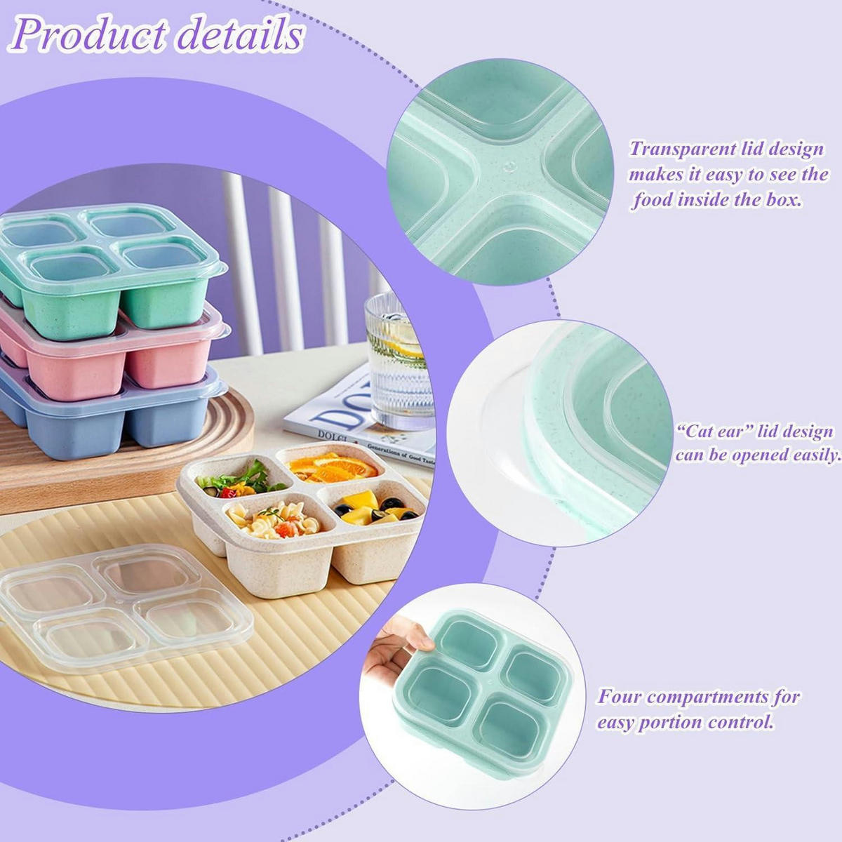 SNACKBOX 4-teiliges Set mit Fächern - Multicolor, Kunststoff (15.2/5.5/17cm)