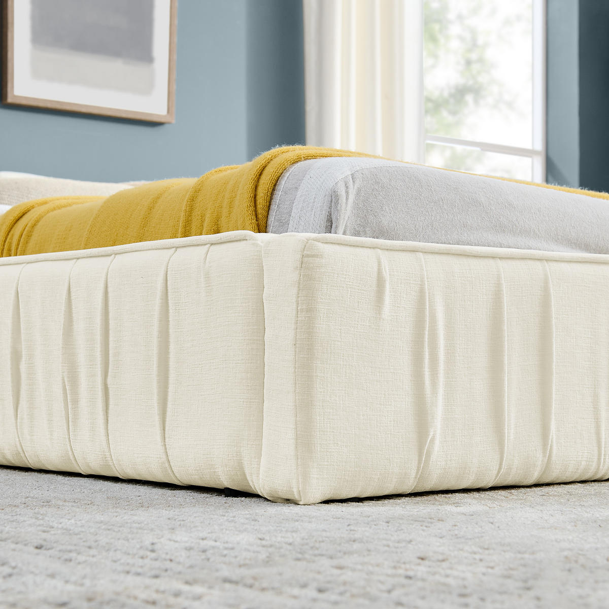 POLSTERBETT 160x200 cm Chenille Holzrahmen beige - Beige, Kunststoff (160/200cm) - LEBENLANG