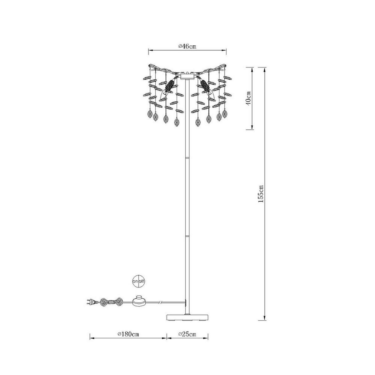 LED STEHLEUCHTE QUEENA, Metall, Gold, flexibler Arm - Goldfarben, Glas (46/46/155cm) - Globo Lighting