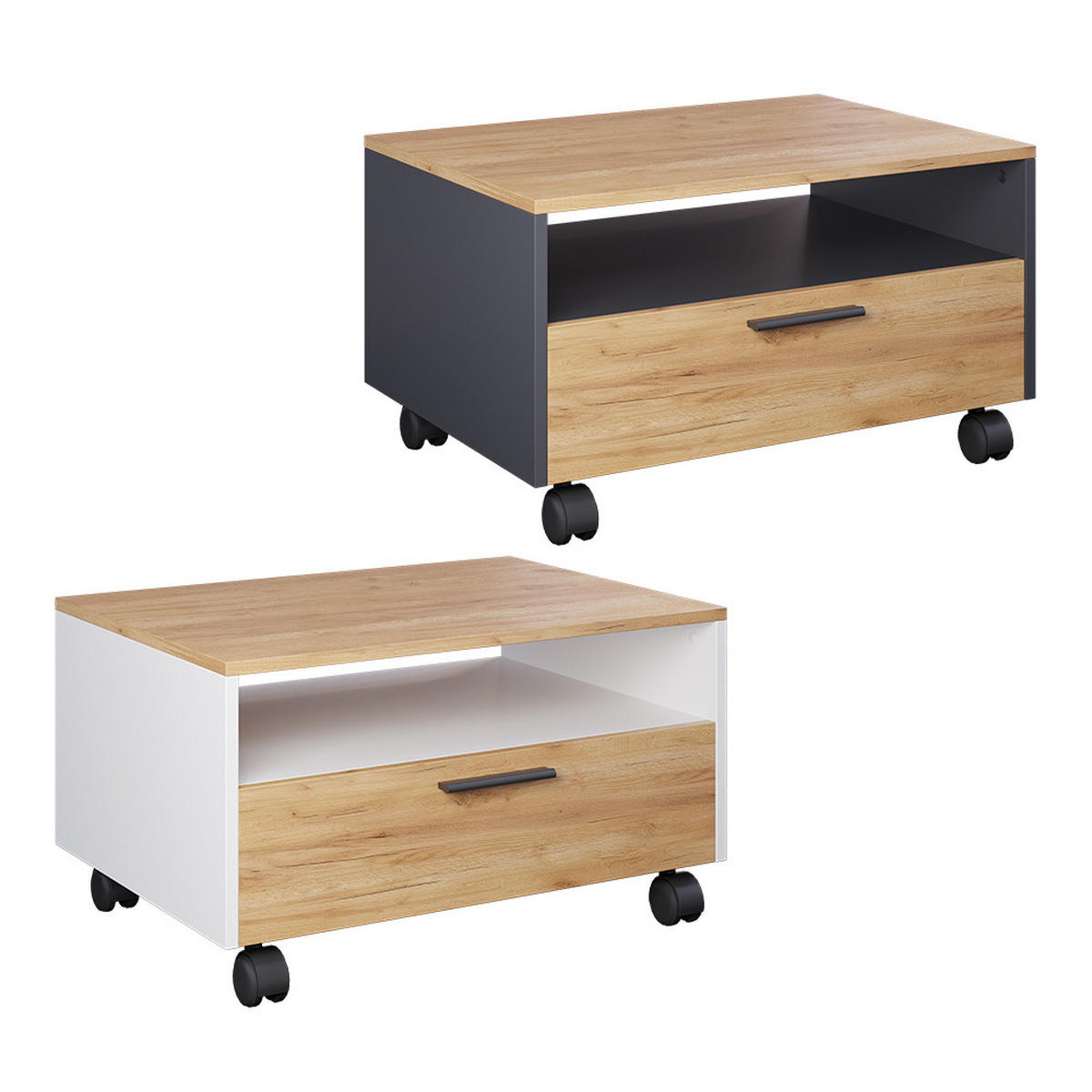 COUCHTISCH Bibo Anthrazit/Goldkraft Eiche 70 x 52.4 cm - Anthrazit/Eiche Wotan, Holzwerkstoff (52.4/70/40cm) - Vicco