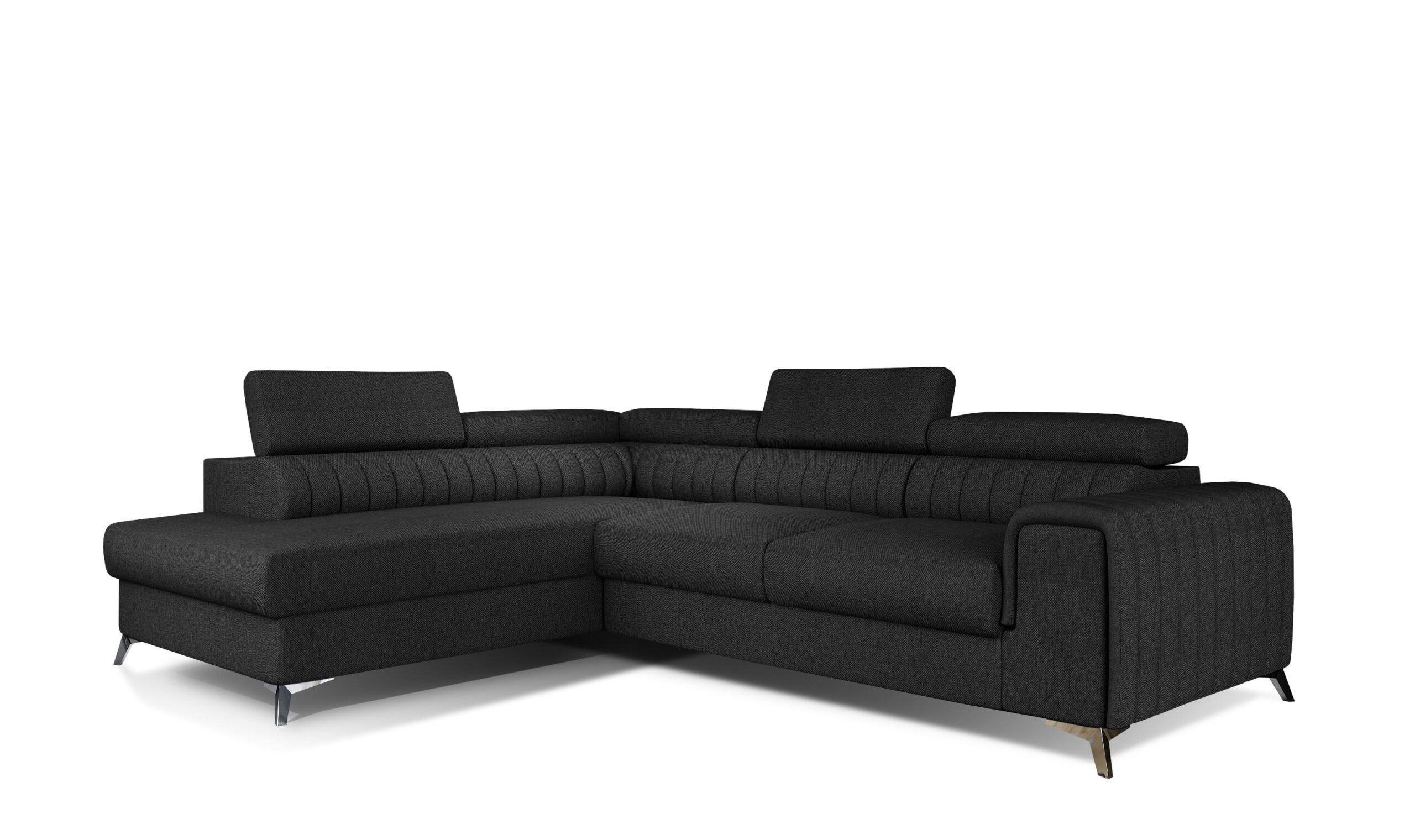 ECKSOFA - OLIVIER (Links, Anthrazit) - Anthrazit/Schwarz, Textil (275/205cm) - Möblo