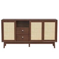 SIDEBOARD 155/38/80 cm,3 Schiebetüren,2 Schubladen,Ratten Retro-Design,Braun - Braun, Holz (155/80/38cm) - LVHOM