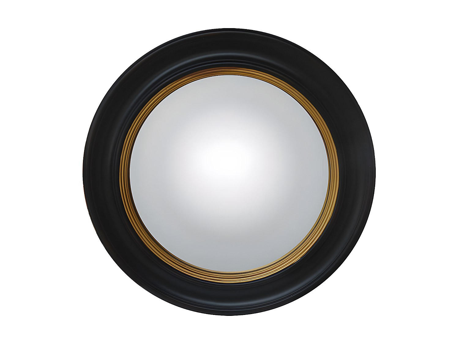 WANDSPIEGEL rund - D. 66 cm - Paulowniaholz - Goldfarben & Schwarz - FRANKLIN - Schwarz, Holz (66/66/3cm) - Vente-Unique