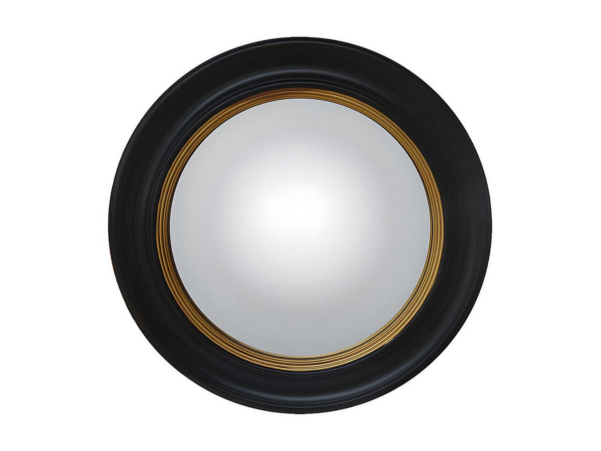 WANDSPIEGEL rund - D. 66 cm - Paulowniaholz - Goldfarben & Schwarz - FRANKLIN - Schwarz, Holz (66/66/3cm) - Vente-Unique