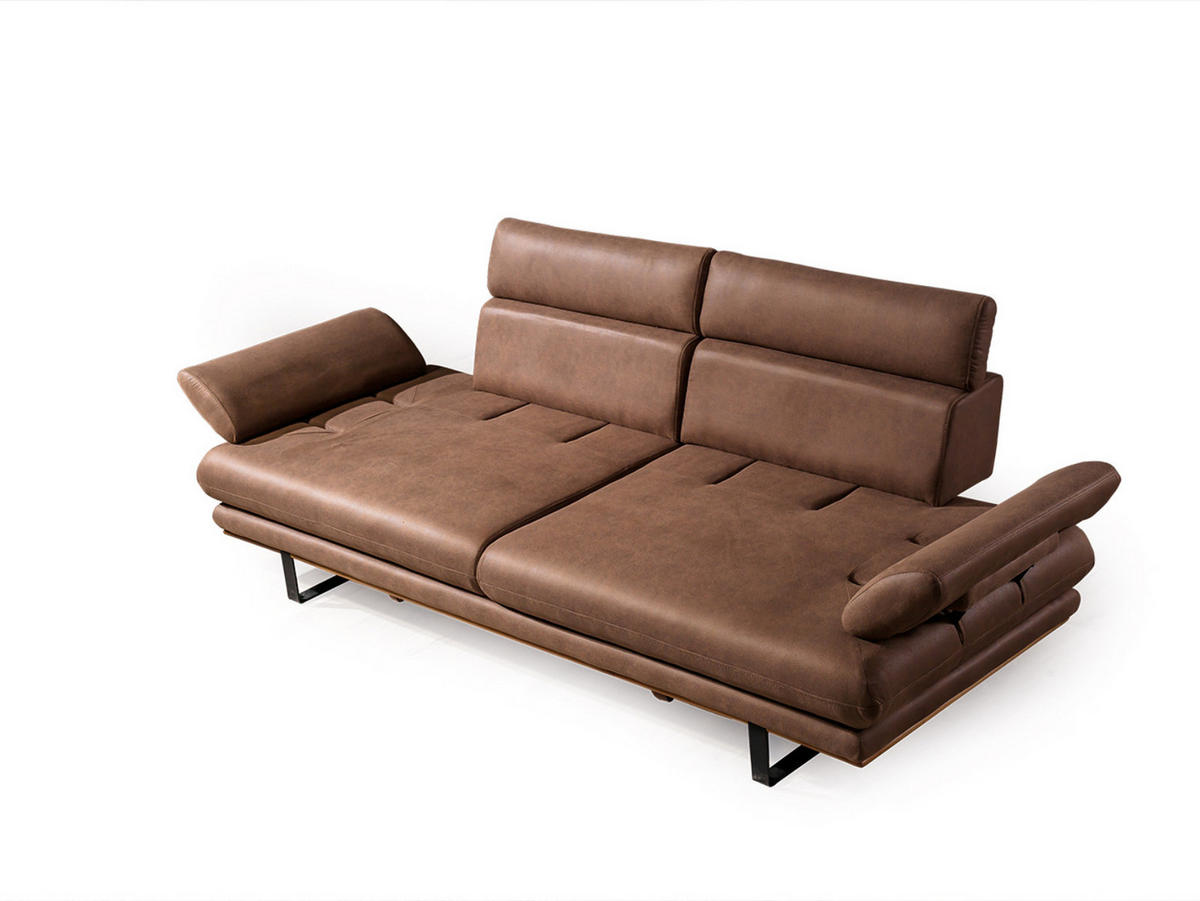 3 Sitzer SOFA Energy Samt Braun - Braun, Textil/Metall (205/80/100cm) - Villa Möbel