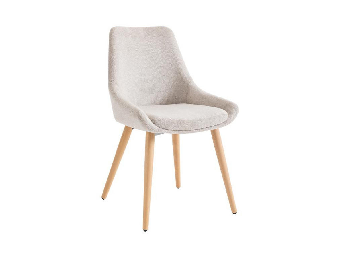 STUHL 2er-Set - Stoff & Buche - Beige - MASURIE - Beige, Textil (56/85.5/49cm) - Vente-Unique