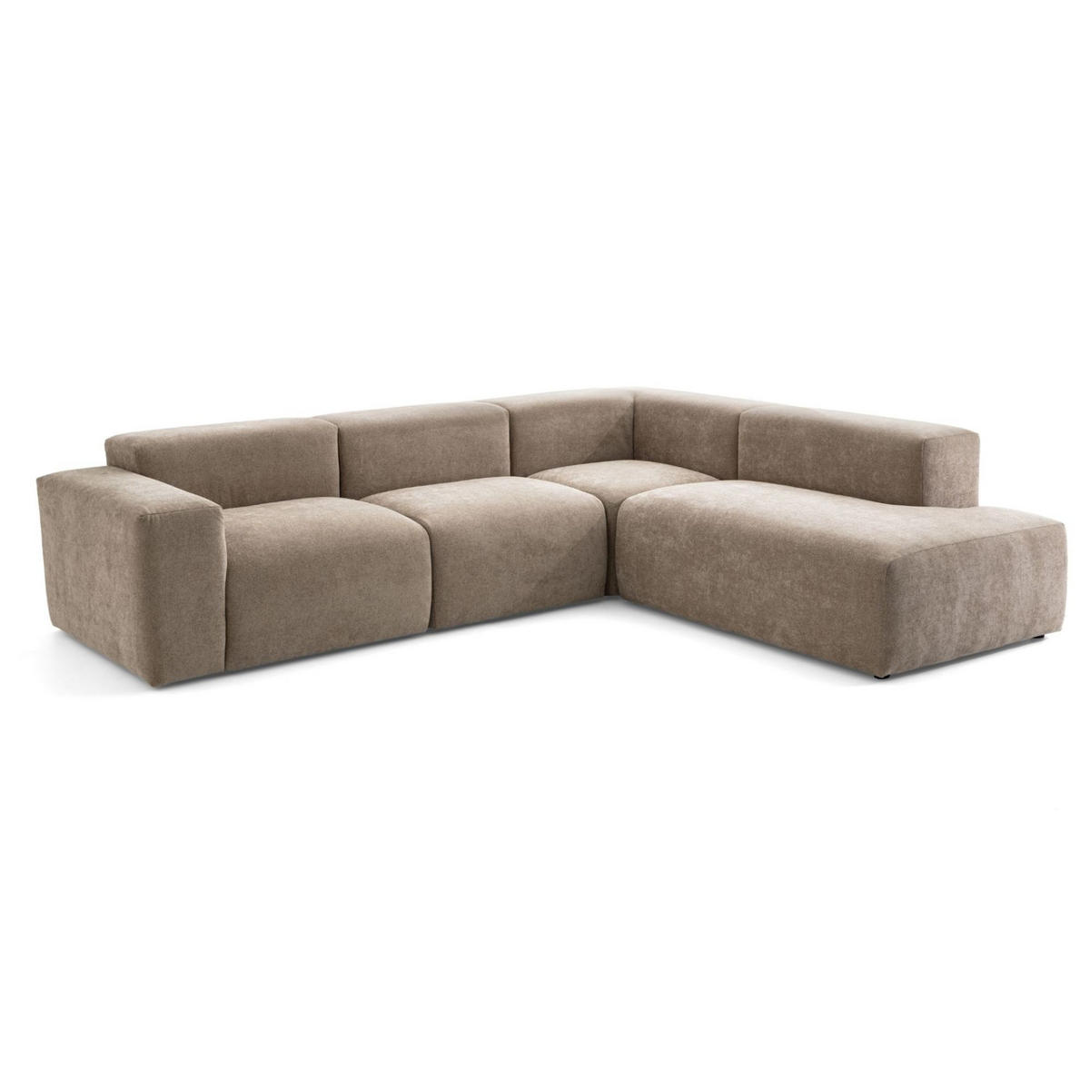 4-SITZER modulares Ecksofa HEAVEN SET 2 Rechts, Breite 300 cm Webstoff Braun - Schwarz/Braun, Holz/Kunststoff (245/300cm) - Muffo