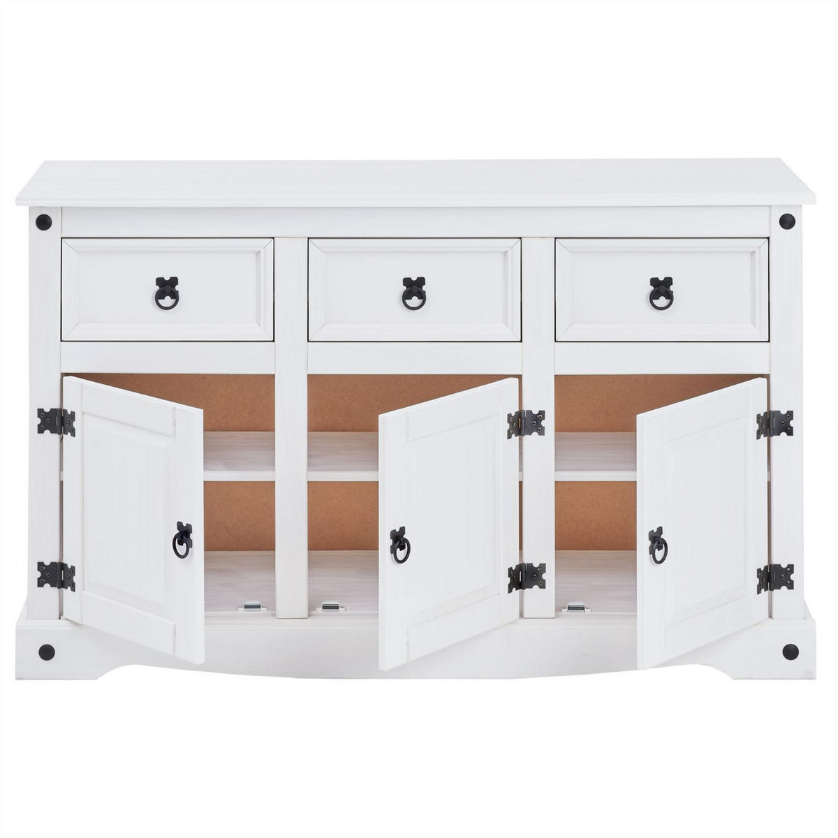 SIDEBOARD RURAL - Weiß, Holz (124/76/40cm) - CARO-Möbel