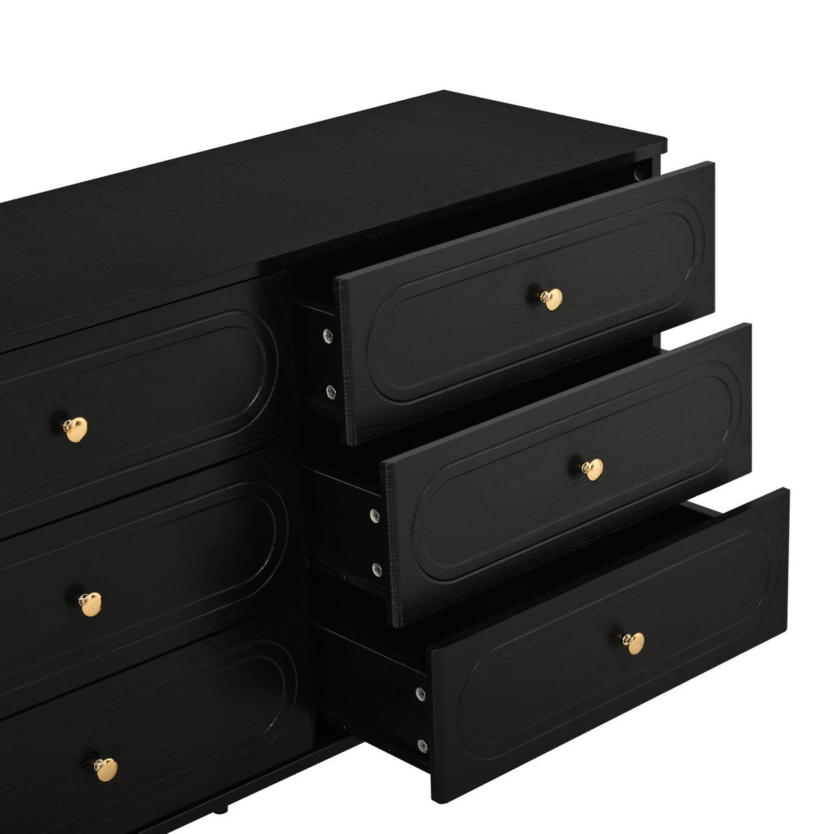 SIDEBOARD 120/40/75 cm schwarz aus MDF und Holzwerkstoff mit 6 Schubladen - Schwarz, Holzwerkstoff (120/75/40cm) - OKWISH