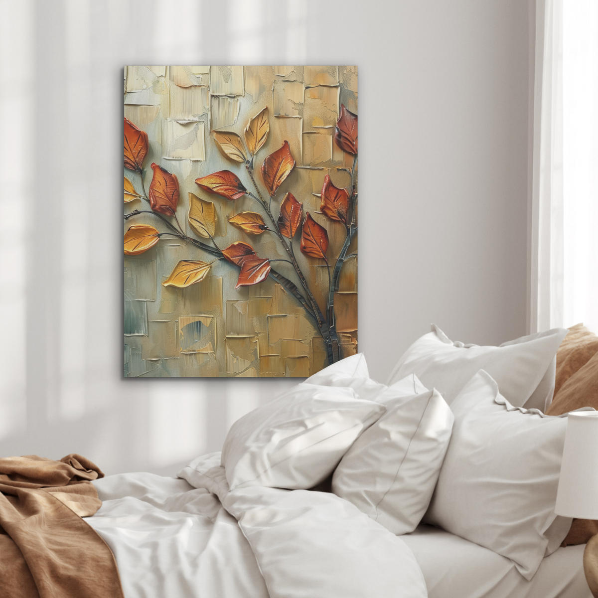 AKUSTIKPANEEL Baum - Abstrakt - Natur - Kunst 60x80 cm - Goldfarben, Textil (60/0.9/80cm) - MuchoWow