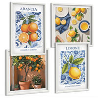 BILDER SET 4er Set - 50x50 cm & 40x60 cm Weißer Rahmen - Illustrationen von Zitrusfrüchten - Weiß, Kunststoff (50/50cm) - TULUP