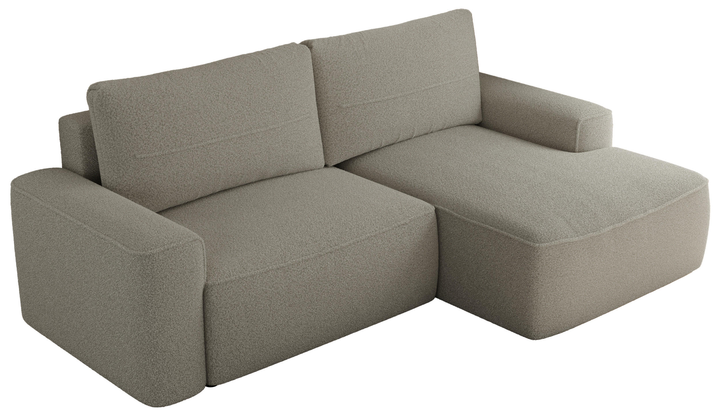 ECKSOFA BELLUNO L Hellgrau Boucle - Rechts - Hellgrau/Schwarz, Textil (233/144cm) - MKS