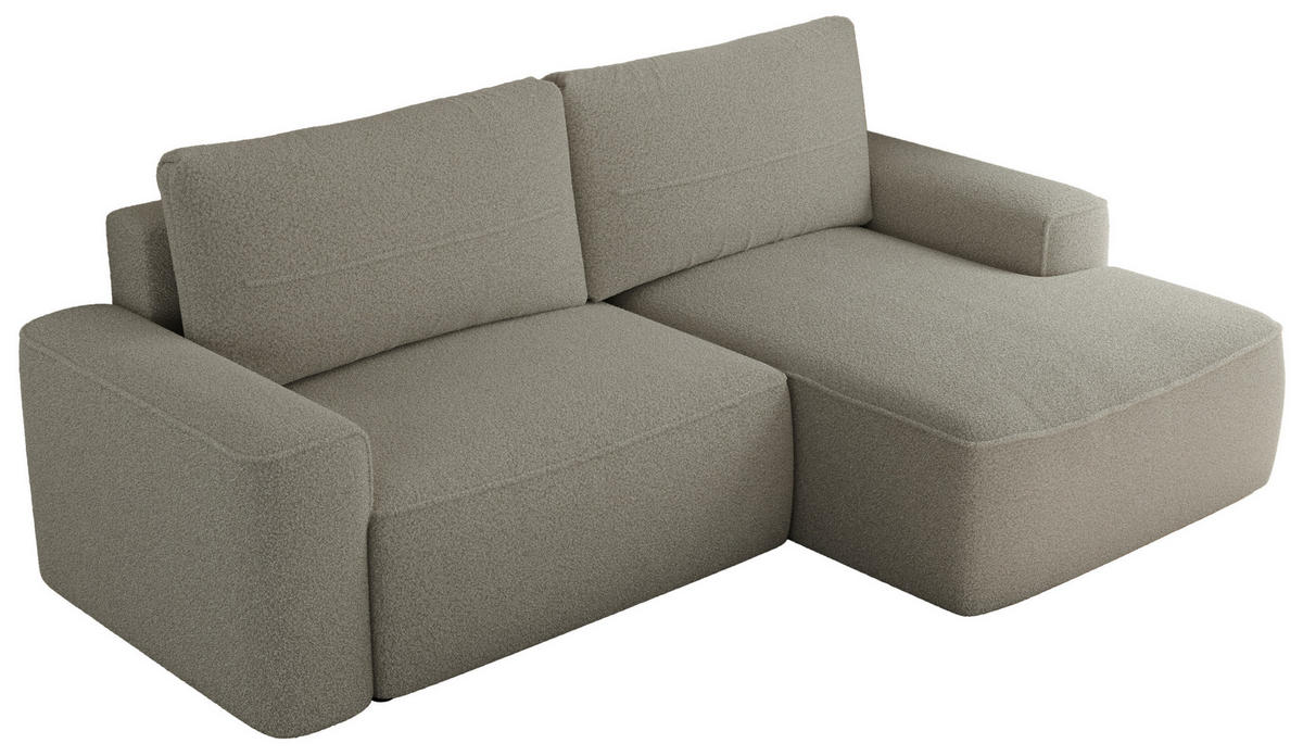 ECKSOFA BELLUNO L Hellgrau Boucle - Rechts - Hellgrau/Schwarz, Textil (233/144cm) - MKS