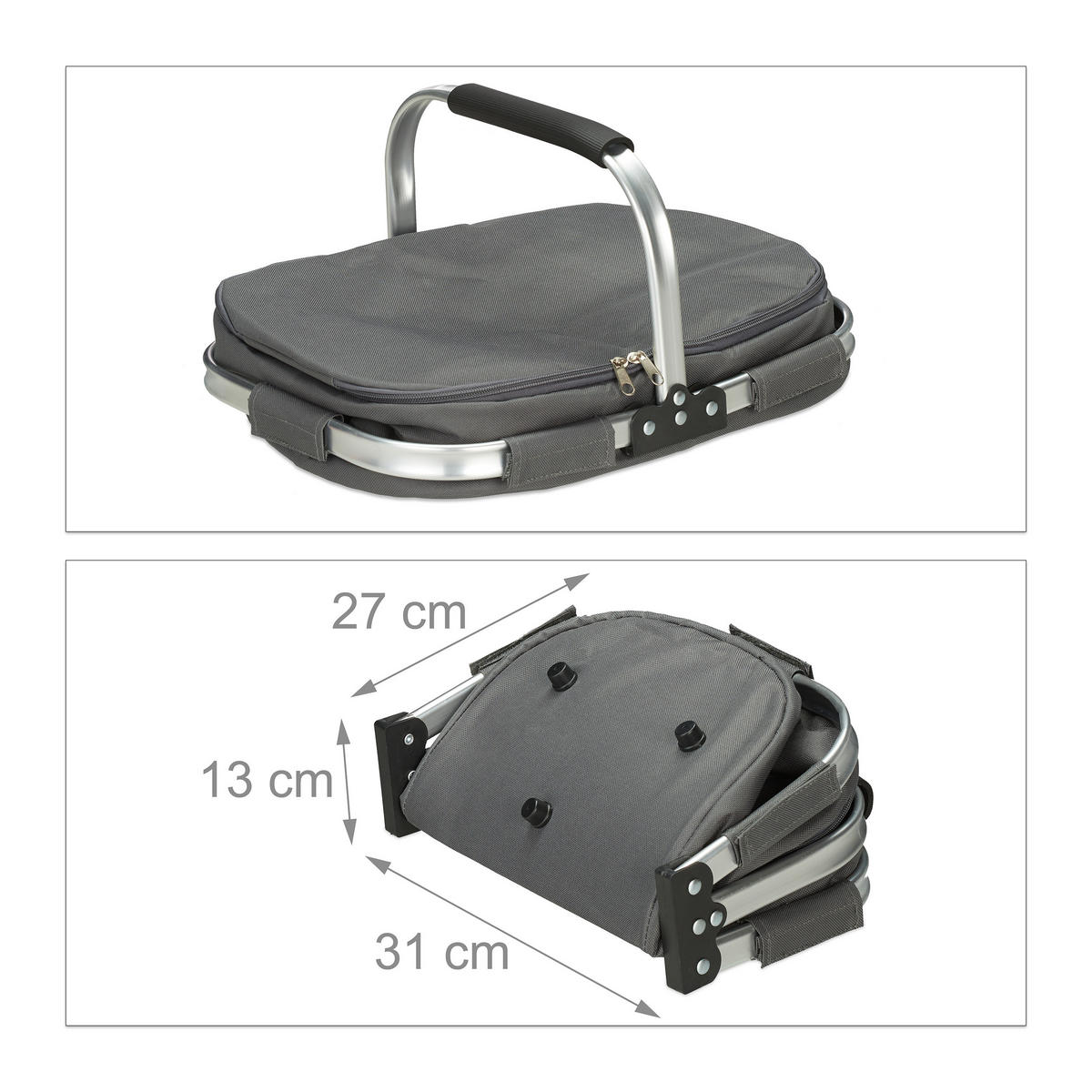 NÁKUPNÍ košík - šedá, kov/textil (40/40/31cm) - Relaxdays