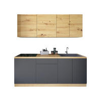 KÜCHENZEILE 200 cm - Nexa K21-G200 - in Grau / Matt - Eiche Artisan/Grau, Holz (200/212/47cm) - ROYAL24_MARKT