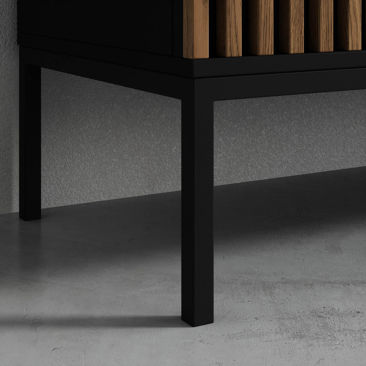 VITRINE - Meteor (Schwarz + Artisan) - Schwarz, Holzwerkstoff/Metall (100/200/60cm) - Möblo