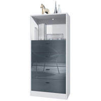 KOMMODE Pino Fronten in Grau Hochglanz - Grau, Holzwerkstoff (56/125/36cm) - Vladon