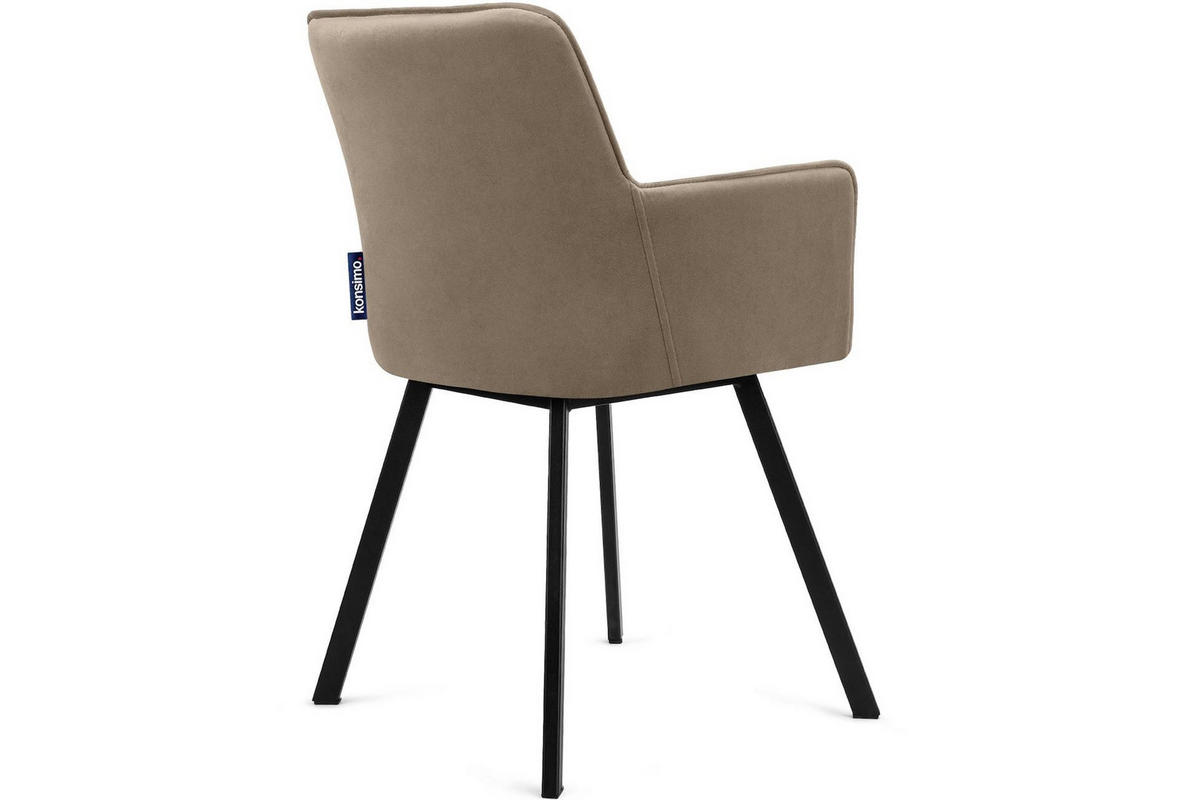 ESSZIMMERSTUHLE PYRUS 2-tlg Velours-Sitz, Beige - Beige/Schwarz, Textil/Metall (56/84/46cm) - KONSIMO®