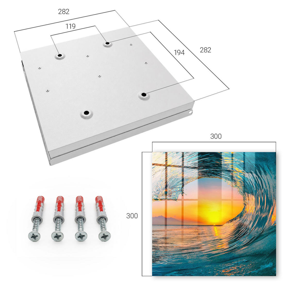 SCHLÜSSELBOX Weiß 30x30 cm – Türöffnung nach rechts - Westwelle - Türkis, Metall (30/30/5cm) - TULUP