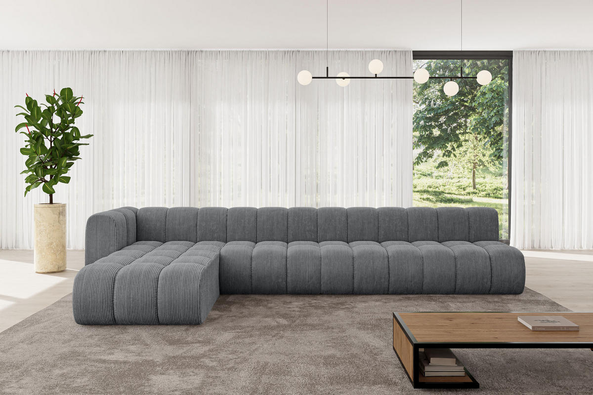 ECKSOFA modulares Sofa Darnel-L3 - 387x177x70 cm Dunkelgrau - Dunkelgrau, Holzwerkstoff/Textil (387/177cm) - ALTDECOR