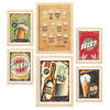 POSTER Set Mit 6 Bier Schilder Vollfarbige Illustrationen Von Kaffee & Getränken Im Werbetafel Illustrationen A3 & A4 Rahmen Aus Hellem Holz - Beige, Papier (29/3cm) - Nacnic