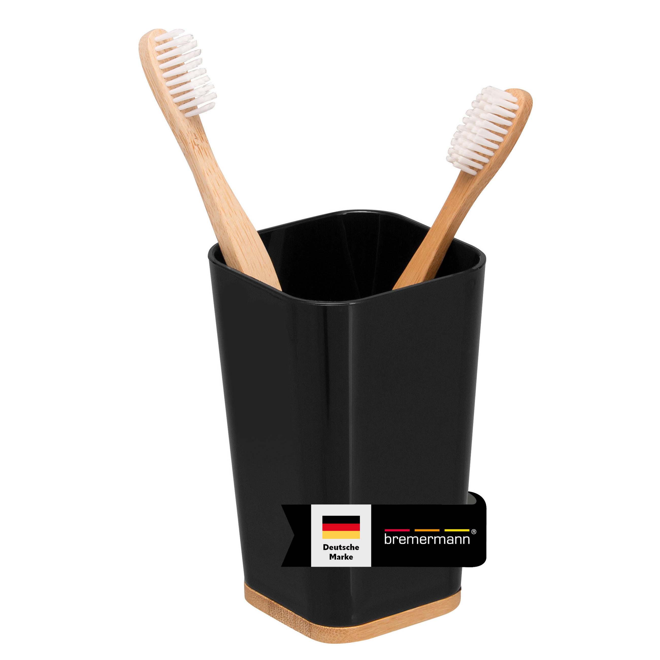 ZAHNPUTZBECHER CALVI, schwarz - Schwarz, Kunststoff (7.2/11.6/7.2cm) - bremermann
