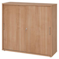 SCHIEBETÜRENSCHRANK - 3 Ordnerhöhen 40/120/110 cm in Nussbaumfarben Bügelgriff (Metall) - Nussbaumfarben, Holzwerkstoff (120/110/40cm) - bümö