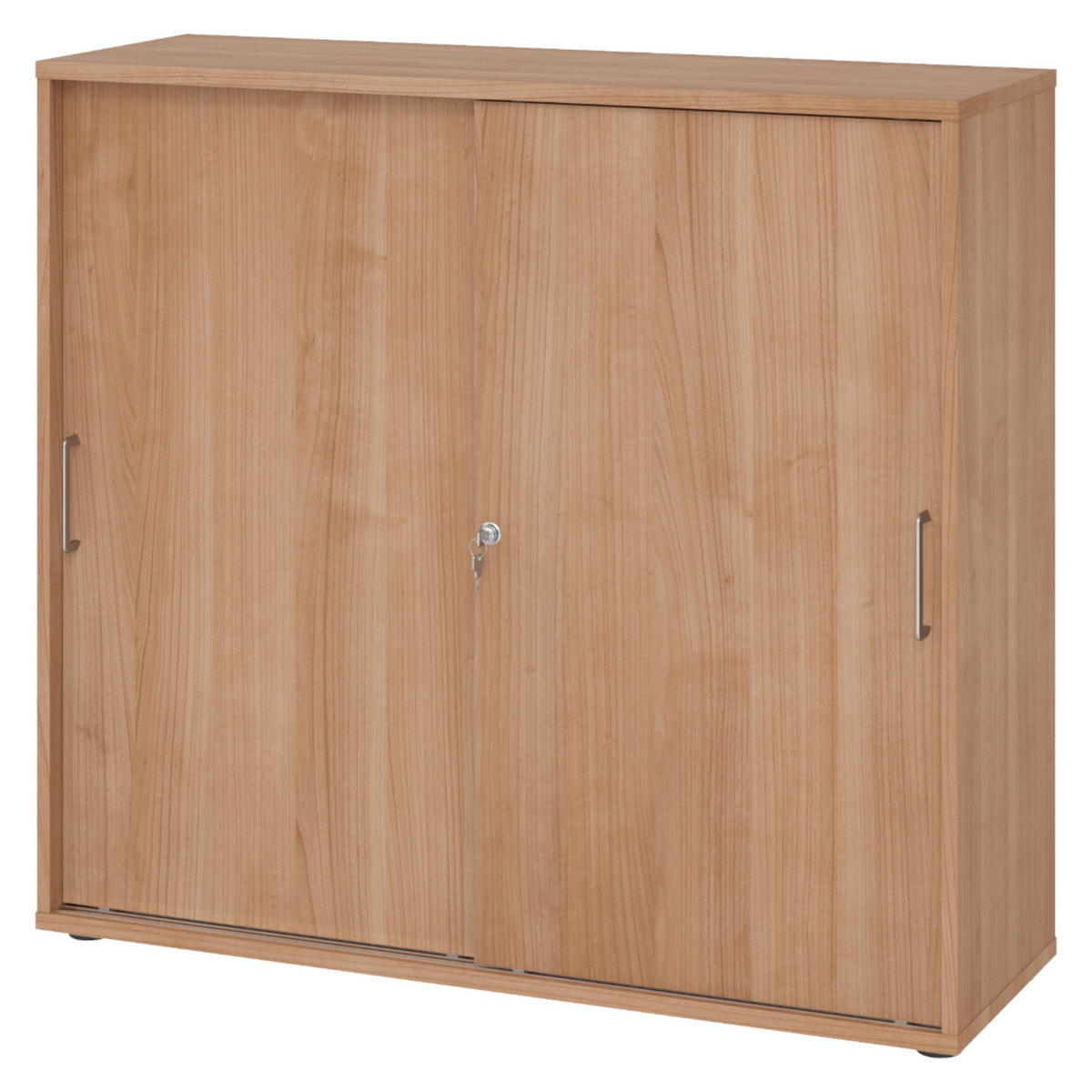 SCHIEBETÜRENSCHRANK - 3 Ordnerhöhen 40/120/110 cm in Nussbaumfarben Bügelgriff (Metall) - Nussbaumfarben, Holzwerkstoff (120/110/40cm) - bümö