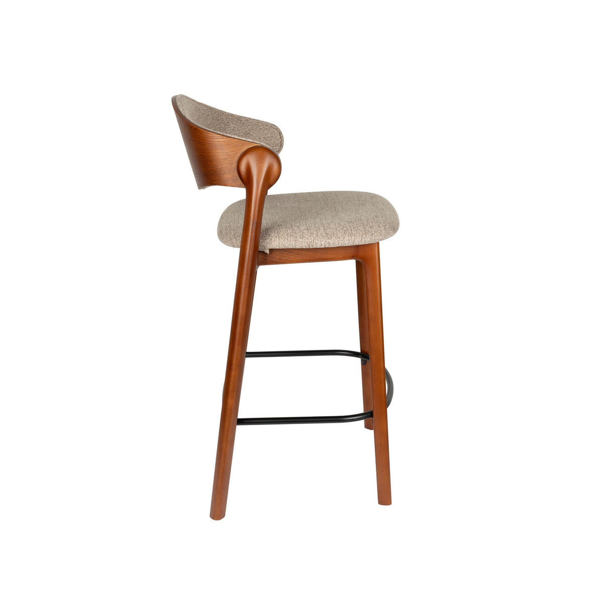 BARHOCKER Babington Rückenlehne 65 cm Walnuss - 2 er Set - Beige/Braun, Holz (57.7/91.5/51.4cm) - Dutchbone