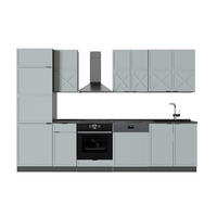 KUHINJSKI BLOK Fame-Line Svetlo modro-siva/antracitna 300 cm , DP Antracit - svetlo modra/antracit, leseni material (300/206.8/60cm) - Vicco