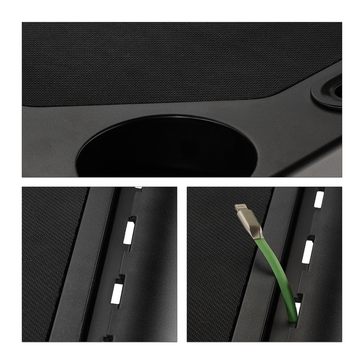 MULTIFUNKČNÝ pult - čierna, kov/plast (64.5/73.5/125cm) - Relaxdays