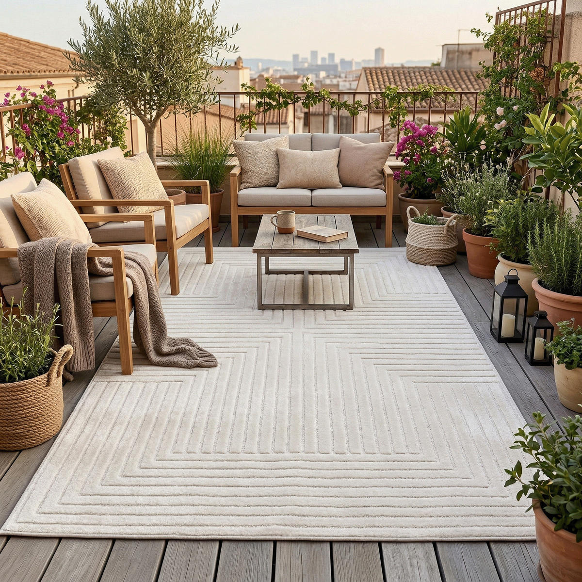 IN & OUTDOOR TEPPICH FLACHGEWEBE CLASSY - Beige, Textil (80/150cm) - Pergamon