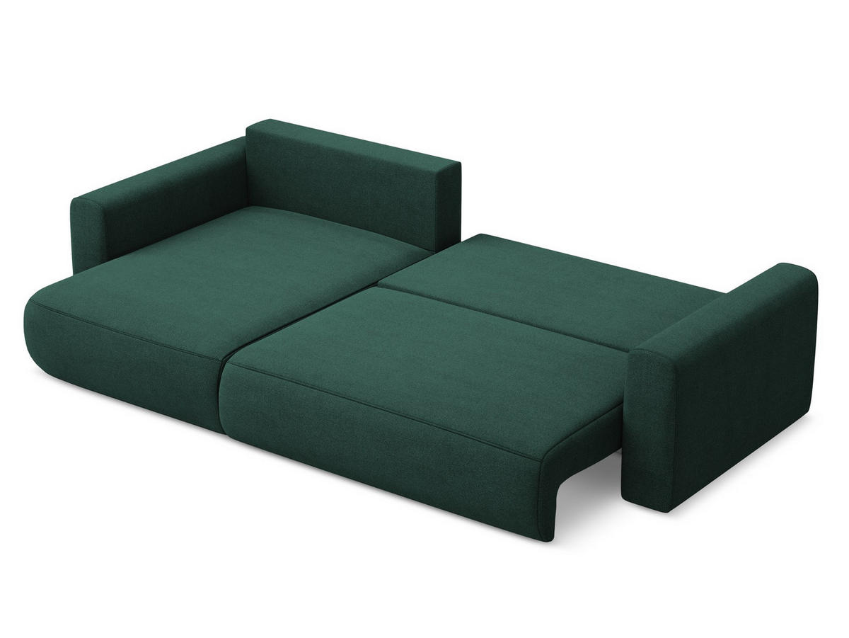 ECKSOFA mit Schlaffunktion Strukturstoff Stoff Grün - Dunkelgrün/Schwarz, Kunststoff/Textil (149/278cm) - Makamii